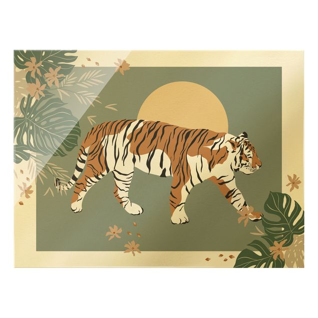 quadros de flores Safari Animals - Tiger At Sunset