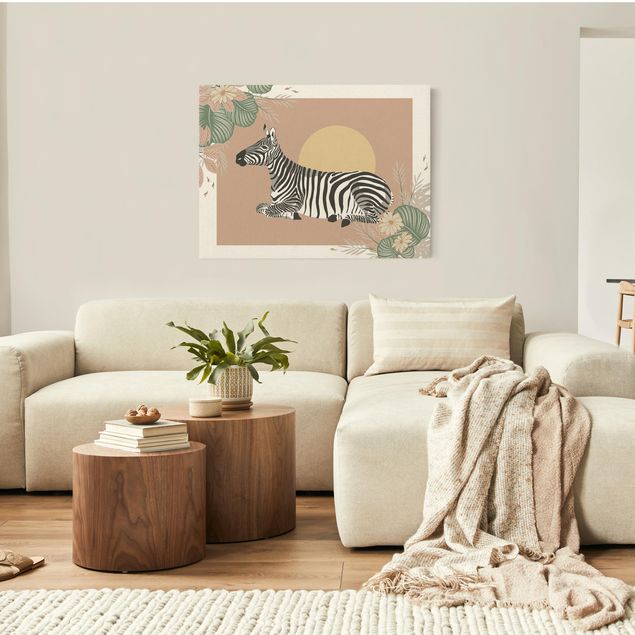 Telas decorativas pôr-do-sol Safari Animals - Zebra At Sunset
