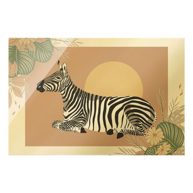 quadro com flores Safari Animals - Zebra At Sunset