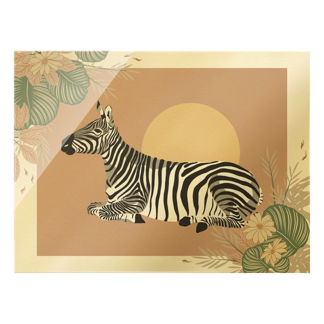quadro com flores Safari Animals - Zebra At Sunset