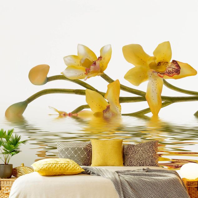 papel parede de flor Saffron Orchid Waters