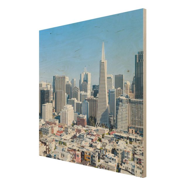 Quadros em madeira San Francisco Skyline