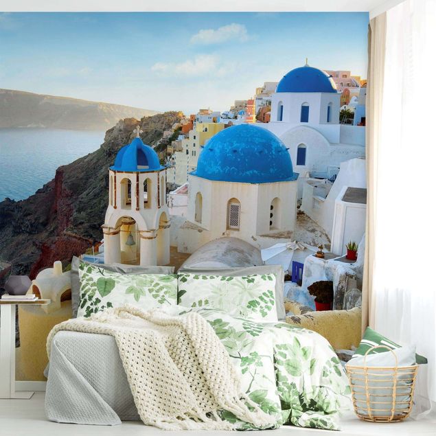papel de parede para quarto de casal moderno Santorini