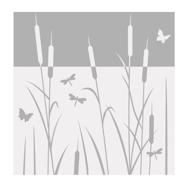 Películas de privacidade para janelas Reed with dragonflies and butterflies border