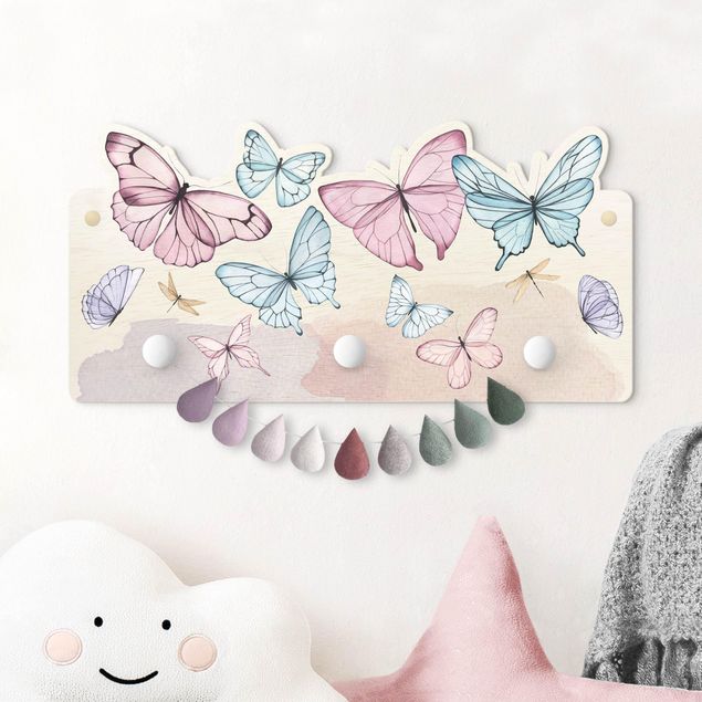 decoração quarto bebé Butterflies Watercolour Pastel