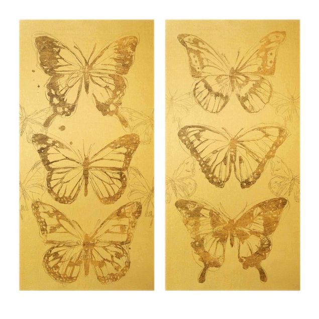 quadro animal Compositions Of Butterflies Gold
