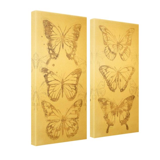 quadros para parede Compositions Of Butterflies Gold
