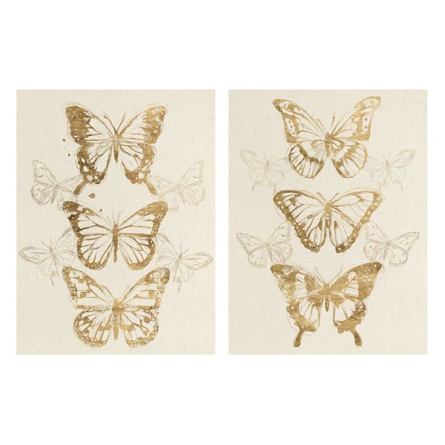 quadro animal Compositions Of Butterflies Gold