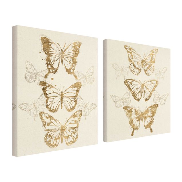 quadros para parede Compositions Of Butterflies Gold