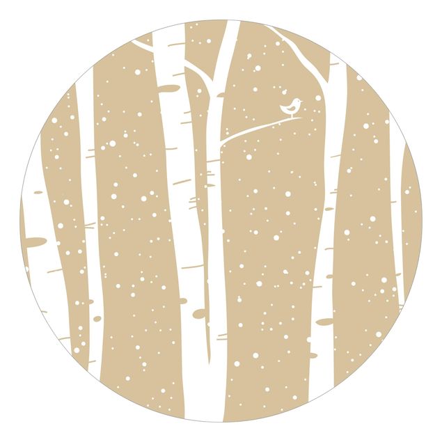 papel de parede com paisagem Snowconcert Between Birches