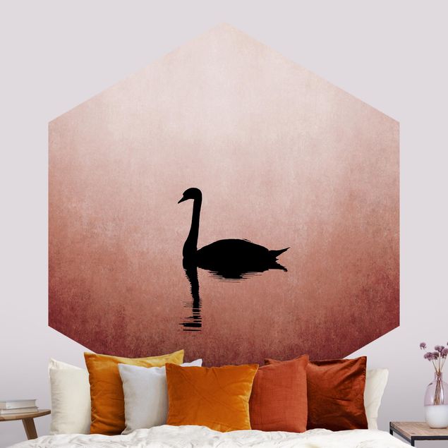 Papel de parede com pássaros Swan In Sunset