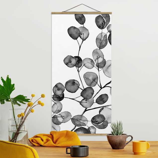 decoraçao cozinha Black And White Eucalyptus Twig Watercolour