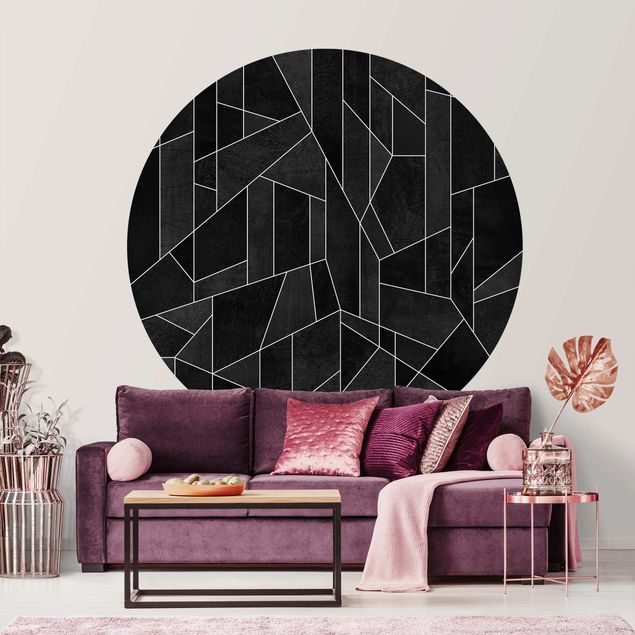 Papel parede geométrico Black And White Geometric Watercolour