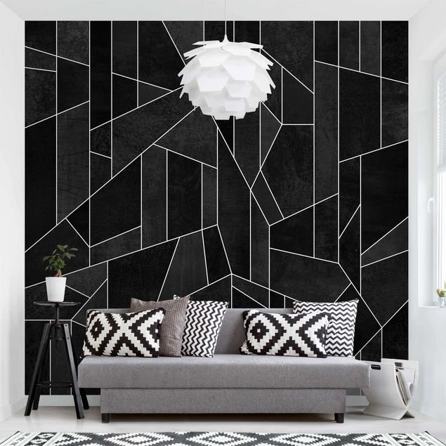 Papel de parede geométrico Black And White Geometric Watercolour