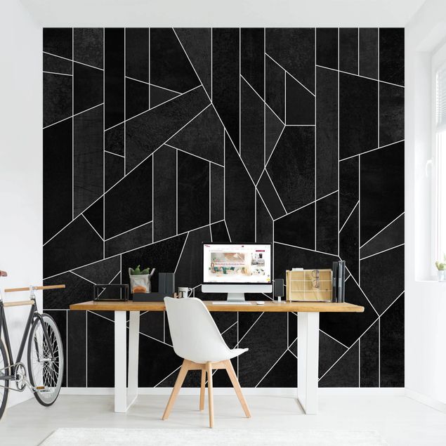 Papel de parede padrões Black And White Geometric Watercolour