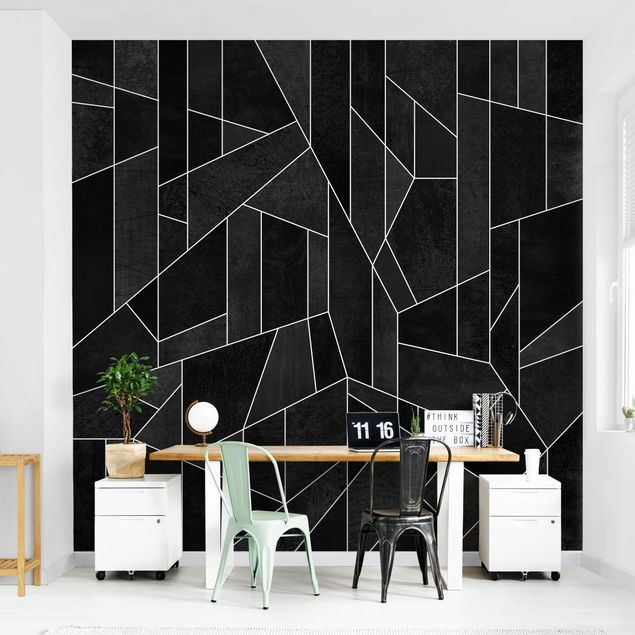 papel de parede moderno Black And White Geometric Watercolour