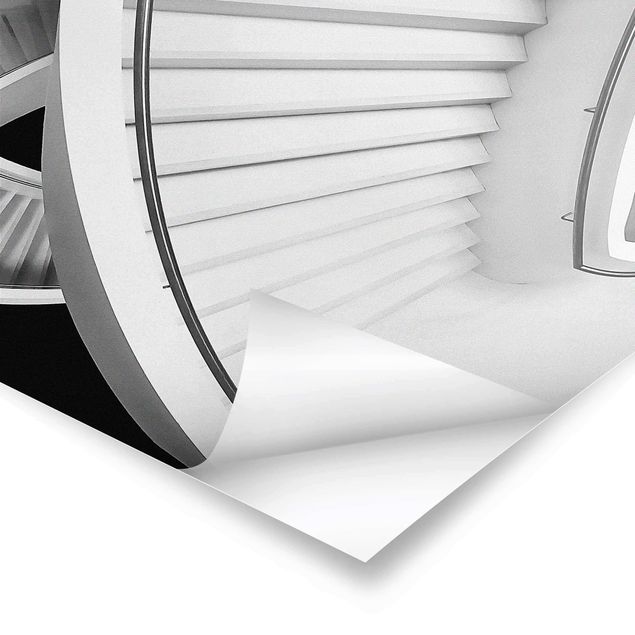 posters decorativos Black And White Architecture Of Stairs