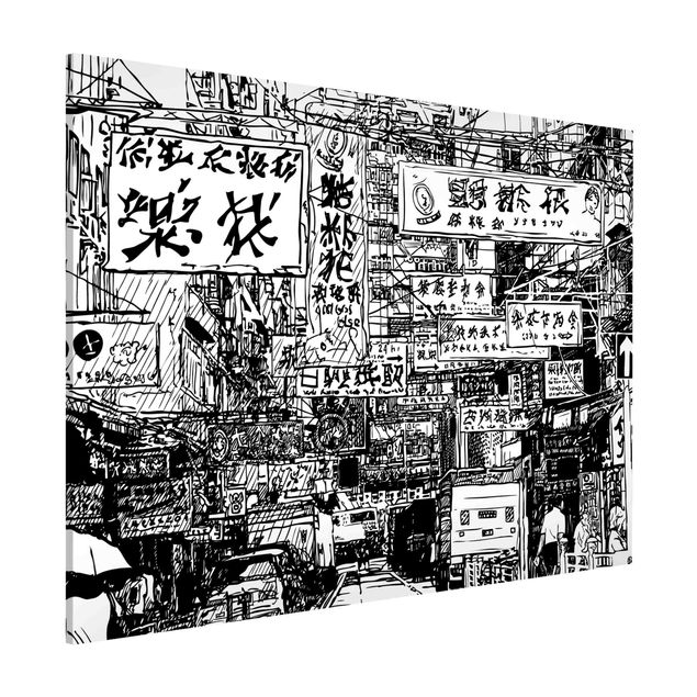 Quadros magnéticos frases Black And White Drawing Asian Street