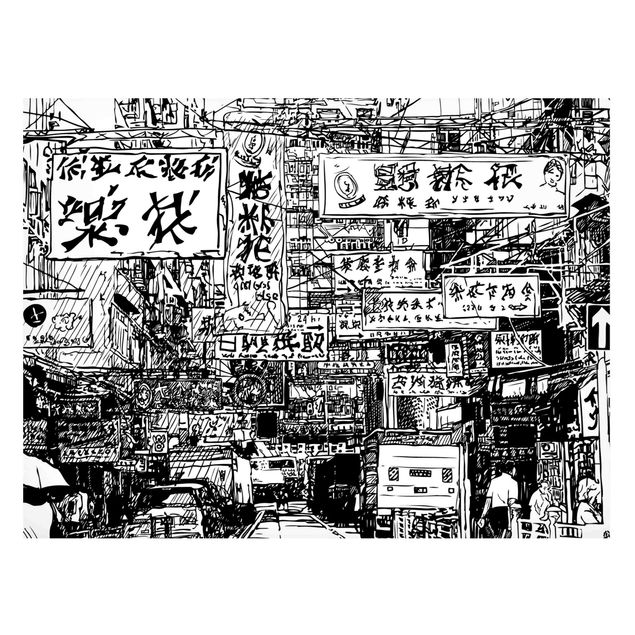 Quadros com frases Black And White Drawing Asian Street