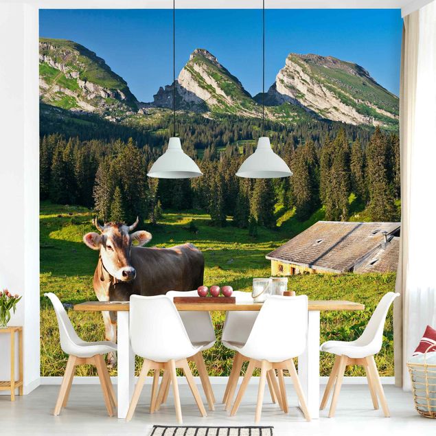 decoraçao cozinha Swiss Alpine Meadow With Cow