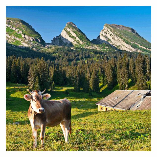 Quadros de Rainer Mirau Swiss Alpine Meadow With Cow
