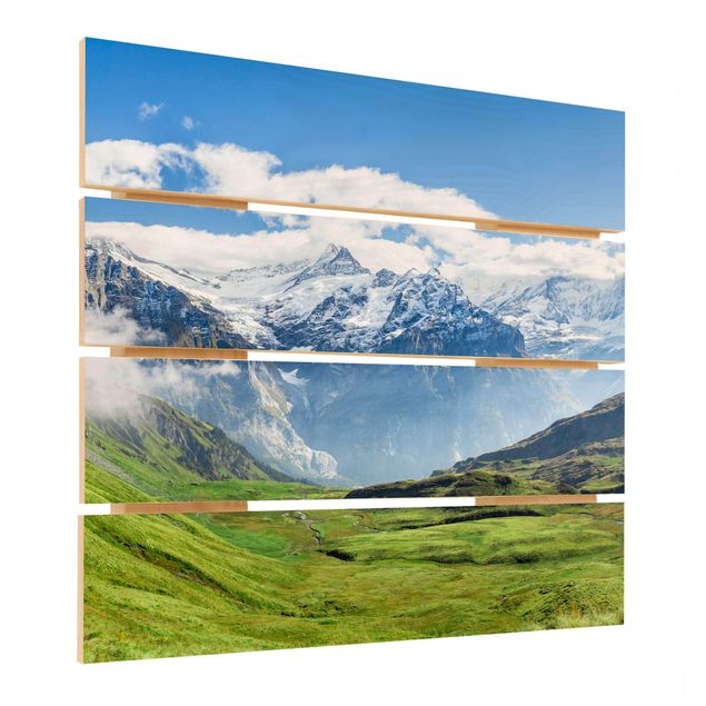 Quadros em madeira Swiss Alpine Panorama