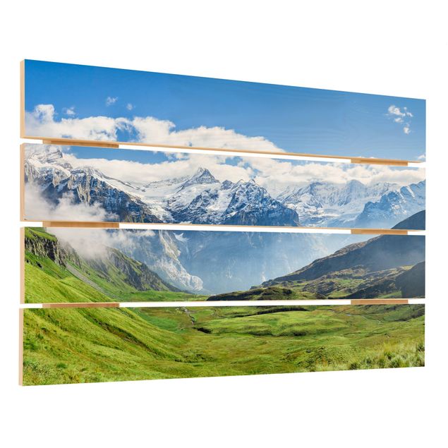 Quadros em madeira Swiss Alpine Panorama