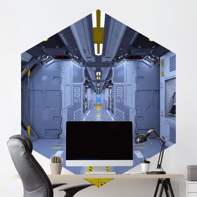 papel de parede para quarto de casal 3d Sci-Fi Inside A Spaceship