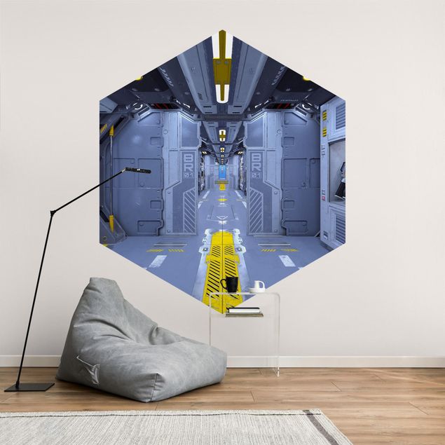 papel parede cinza Sci-Fi Inside A Spaceship