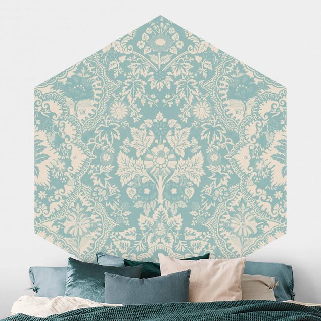 Papel de parede ornamental Shabby Baroque Wallpaper In Azure II