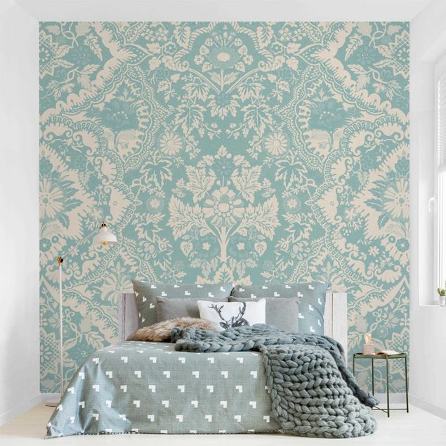 Papel de parede padrões Shabby Baroque Wallpaper In Azure II