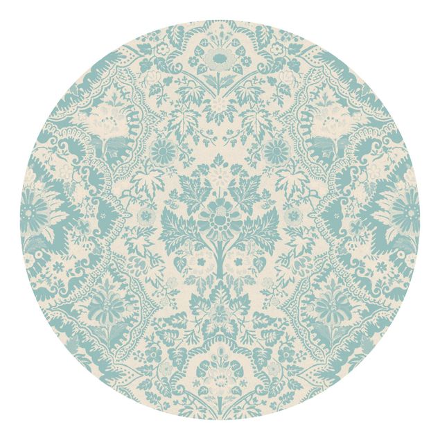 papel parede vintage Shabby Baroque Wallpaper In Azure