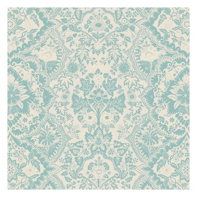 papel parede verde agua Shabby Baroque Wallpaper In Azure