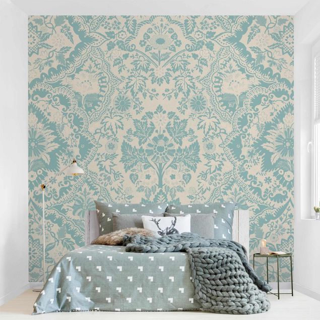 decoraçao para parede de cozinha Shabby Baroque Wallpaper In Azure