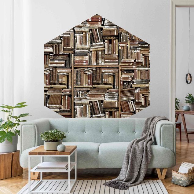 Papel de parede padrões Shabby Wall  Of Books