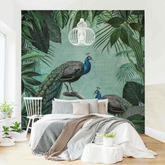 papel de parede moderno para sala Shabby Chic Collage - Noble Peacock