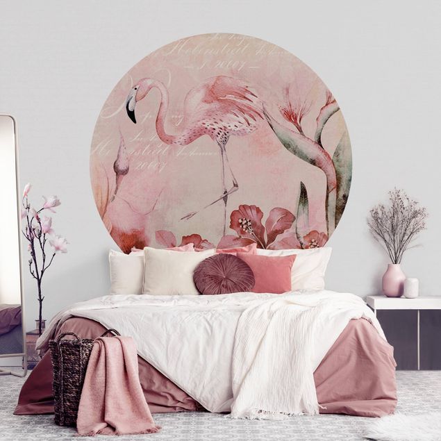 decoraçao para parede de cozinha Shabby Chic Collage - Flamingo