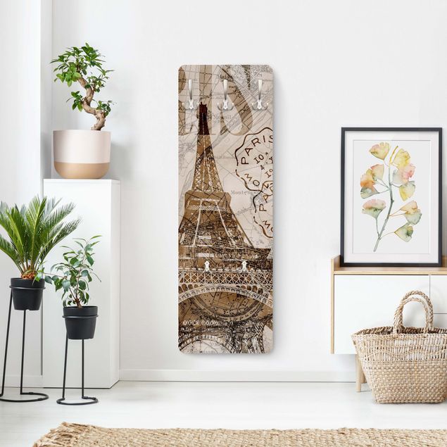 Cabides de parede estilo rústico Shabby Chic Collage - Paris
