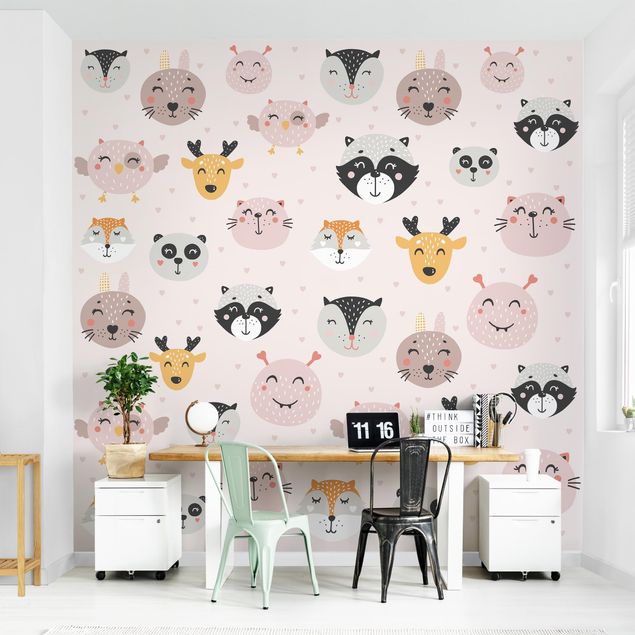 decoração para quartos infantis Scandinavian Friendly Animal Faces