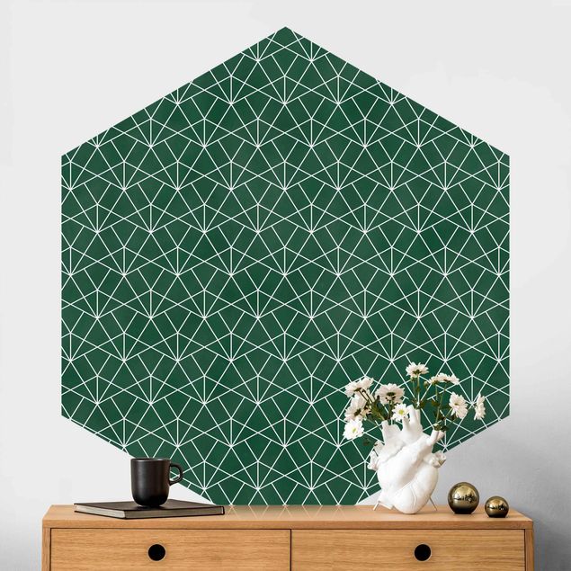 Papel parede geométrico Emerald Art Deco Line Pattern