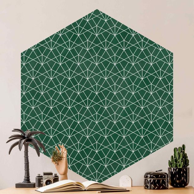 decoraçao para parede de cozinha Emerald Art Deco Line Pattern