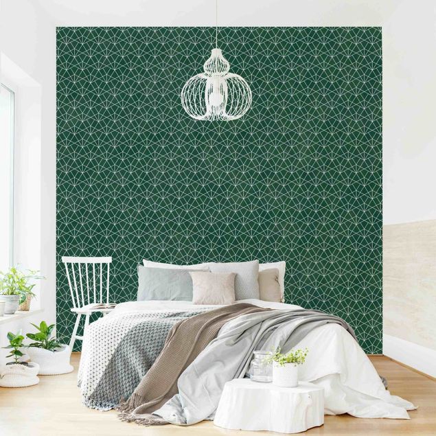Papel de parede geométrico Emerald Art Deco Line Pattern