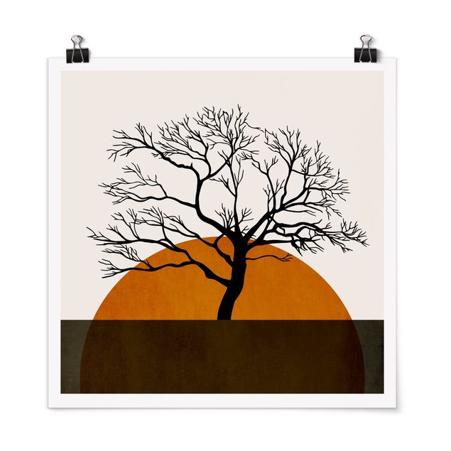 Posters abstratos Sun With Tree