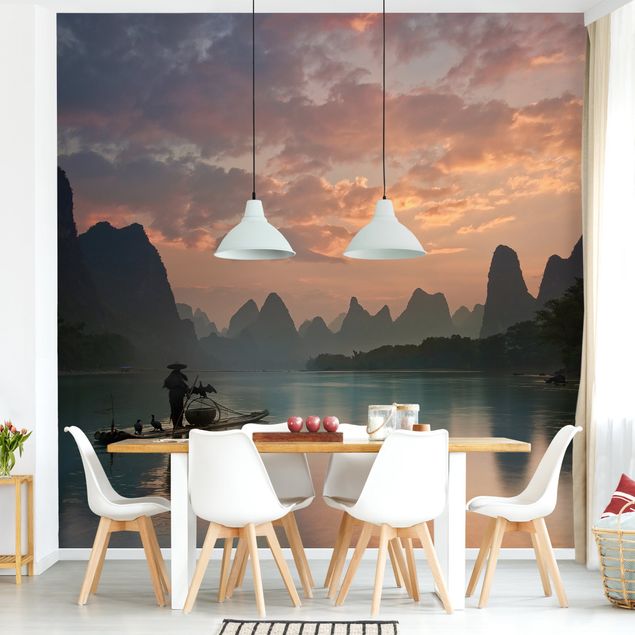 decoraçao para parede de cozinha Sunrise Over Chinese River