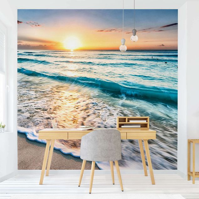 decoraçao para parede de cozinha Sunset At The Beach