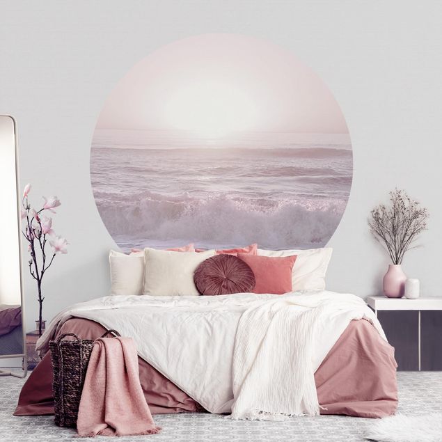 papel de parede para quarto de casal moderno Sunset In Pale Pink