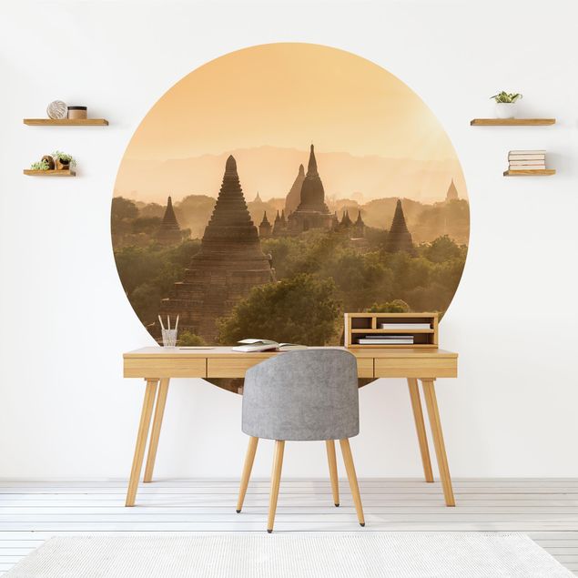 papel de parede moderno Sun Setting Over Bagan