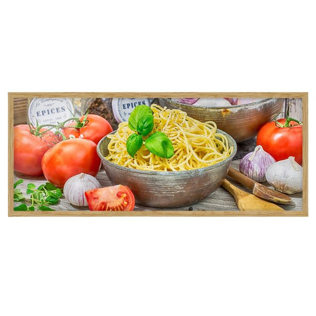 Quadros multicoloridos Spaghetti Bowl With Basil