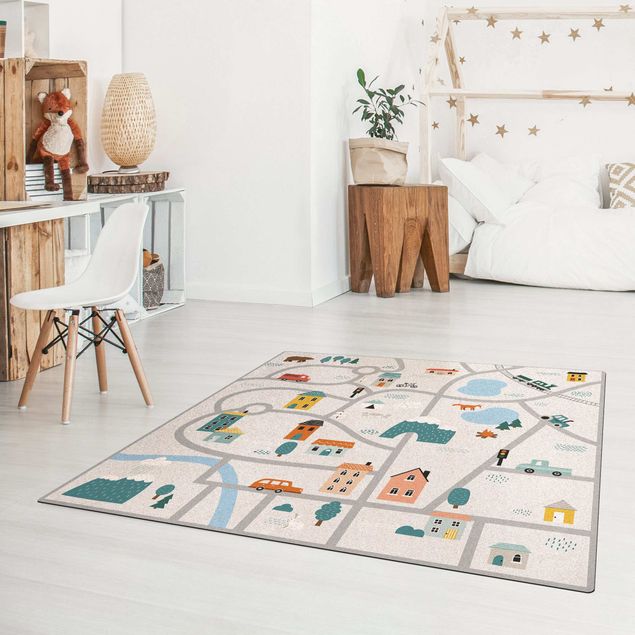tapete para sala moderno Playoom Mat Smalltown - Discover New Parts Of The Town