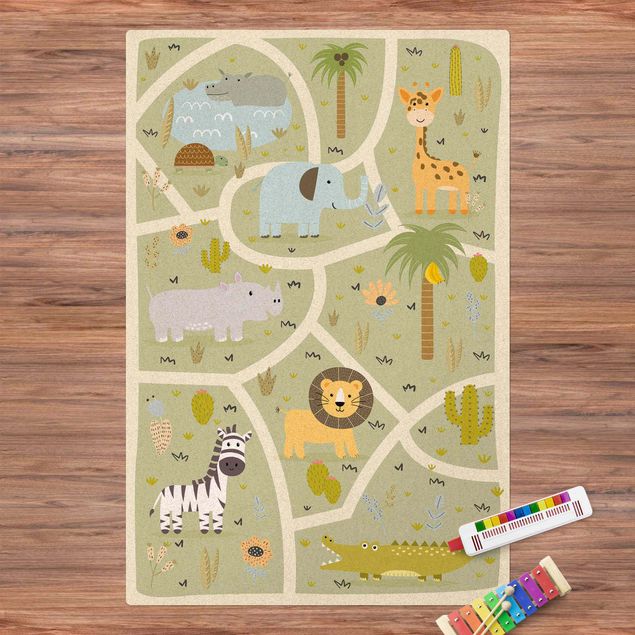 Decoração para quarto infantil Playoom Mat Safari - So Many Different Animals